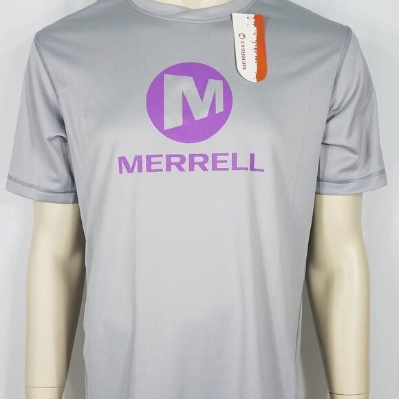 NWT Merrell gray purple select wick short sleeve athletic t-shirt mens Medium - Picture 1 of 9